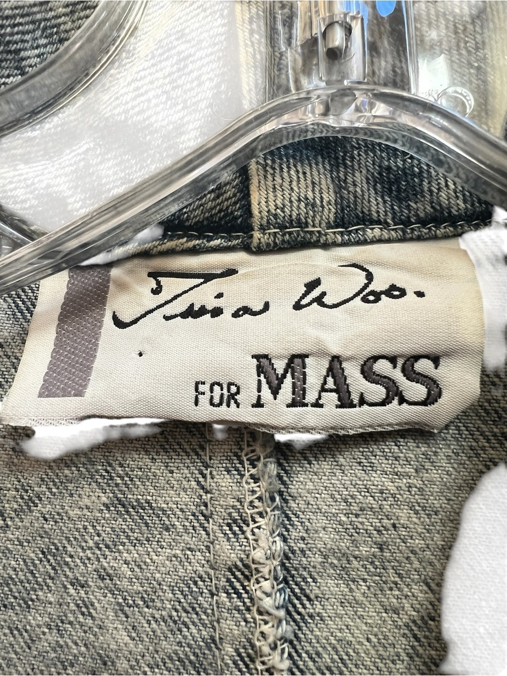Vintage Tina Woo for Mass Embellished Acid Wash Denim Jacket Oversized Batwing - Picture 4 of 6